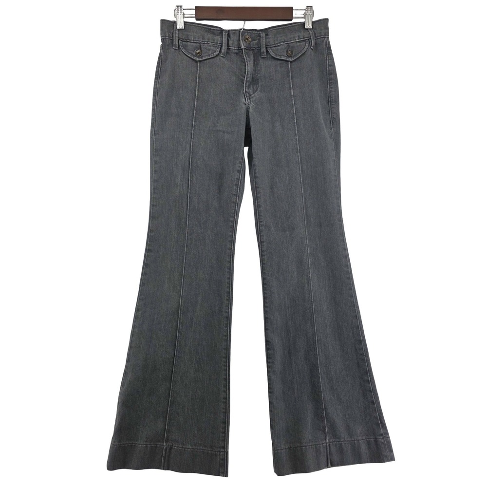 Old Navy Jeans Size 8 Flare Mid Rise Dark Wash Gray Y2K Trouser